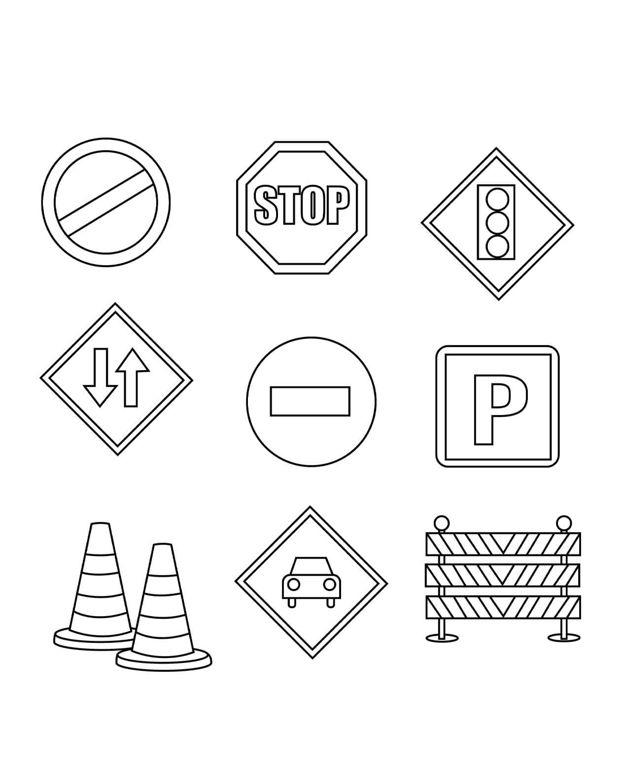 Nine Street Signs in Road and Street Safety