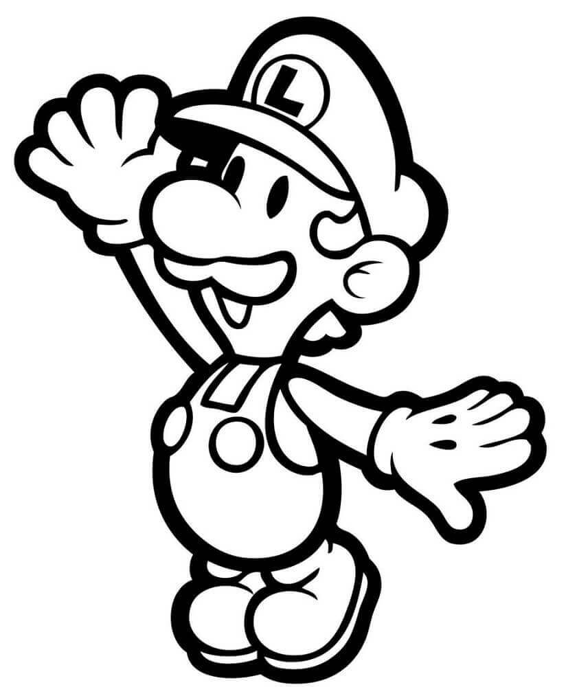 Paper Luigi coloring page