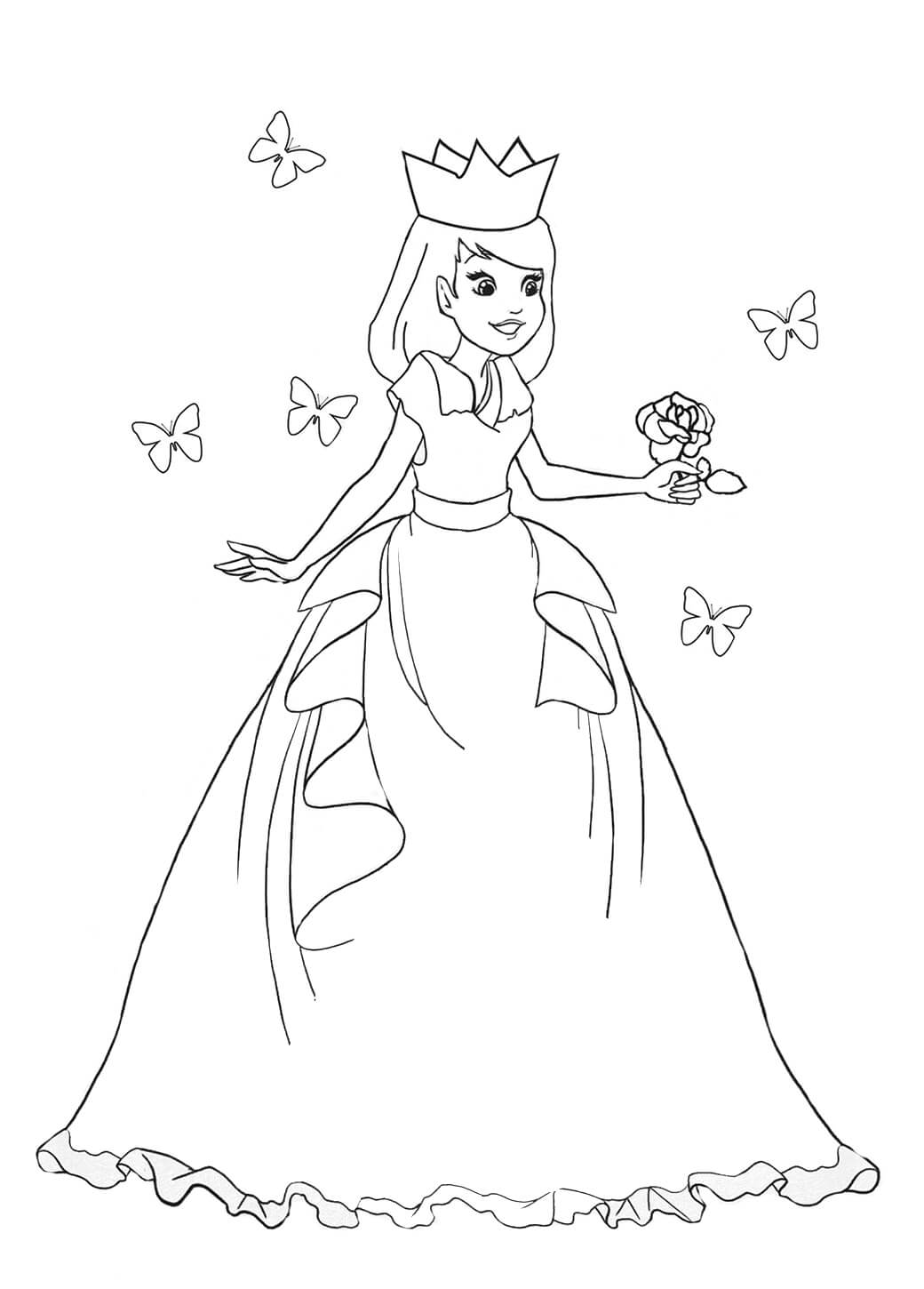 Princess holding Flower with Butterflies