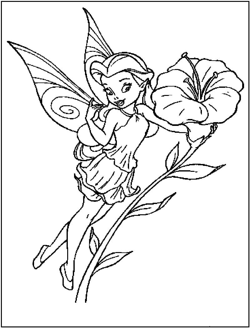 Rossetta Fairy with Flower coloring page