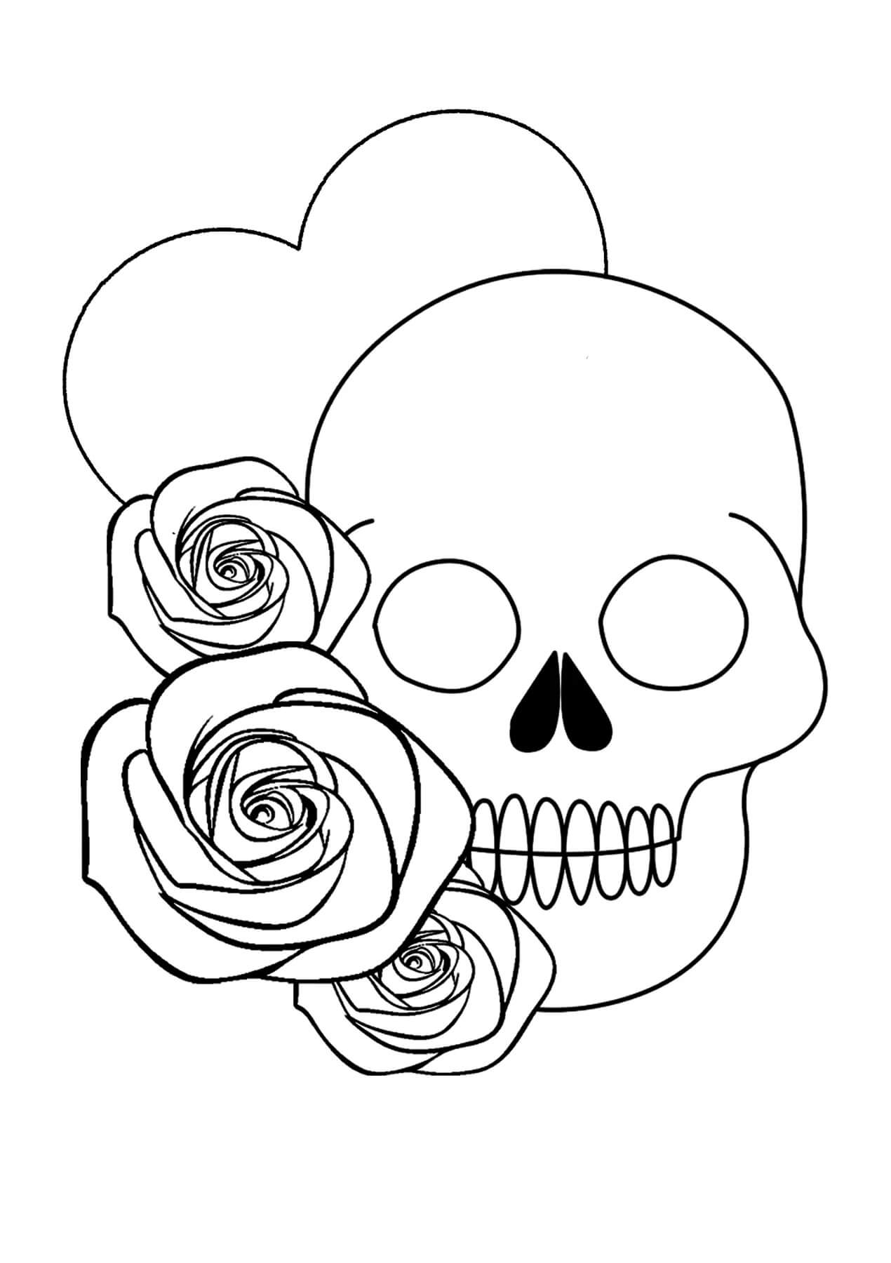 Skull with Heart and Roses