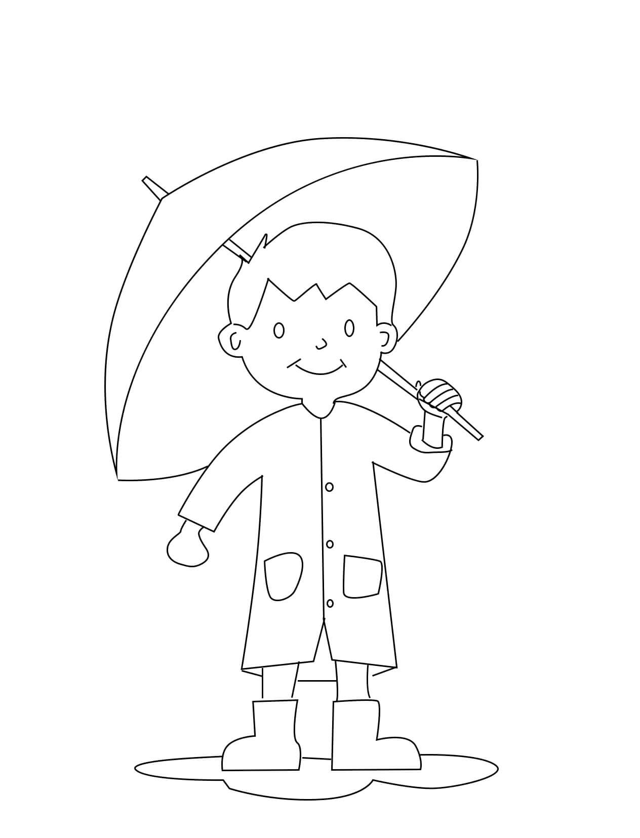 Smiling Boy holding Umbrella