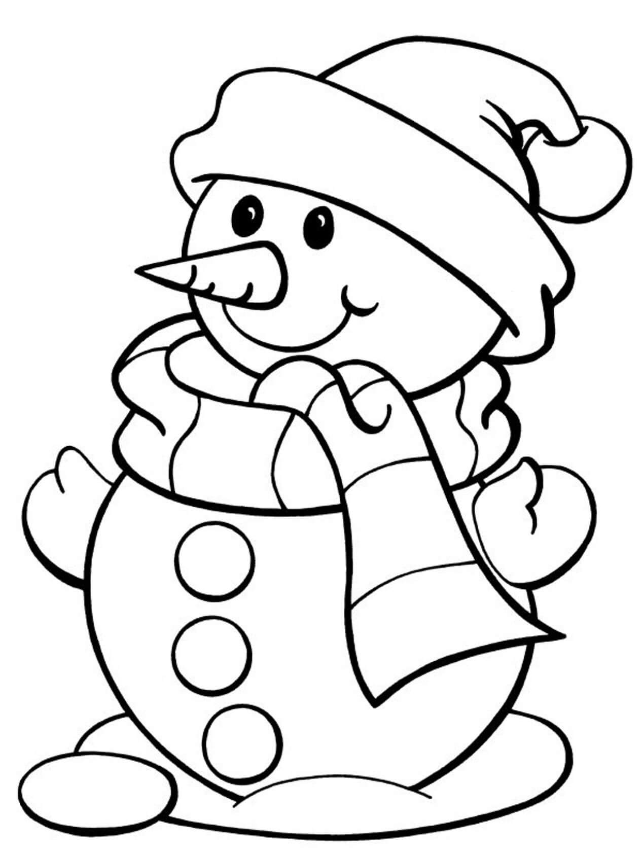 Smiling Snowman in Winter coloring page