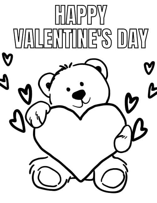 Teddy Bear with Heart in Happy Valentine's Day