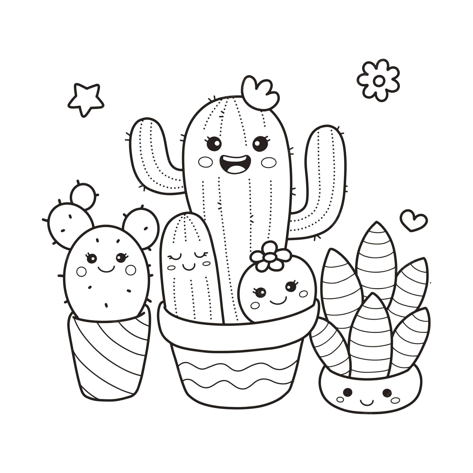 Three Cartoon Cactus