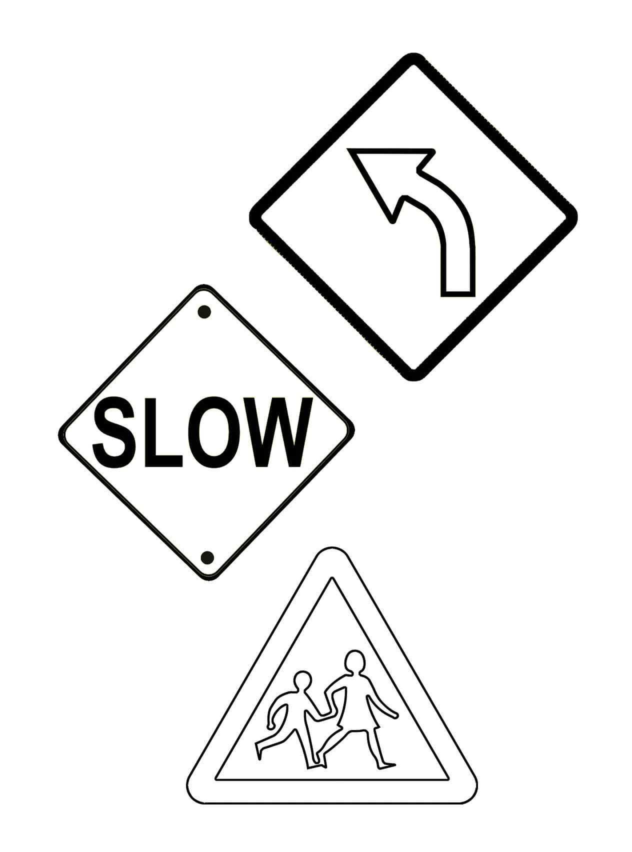 Three Street Signs in Road and Street Safety