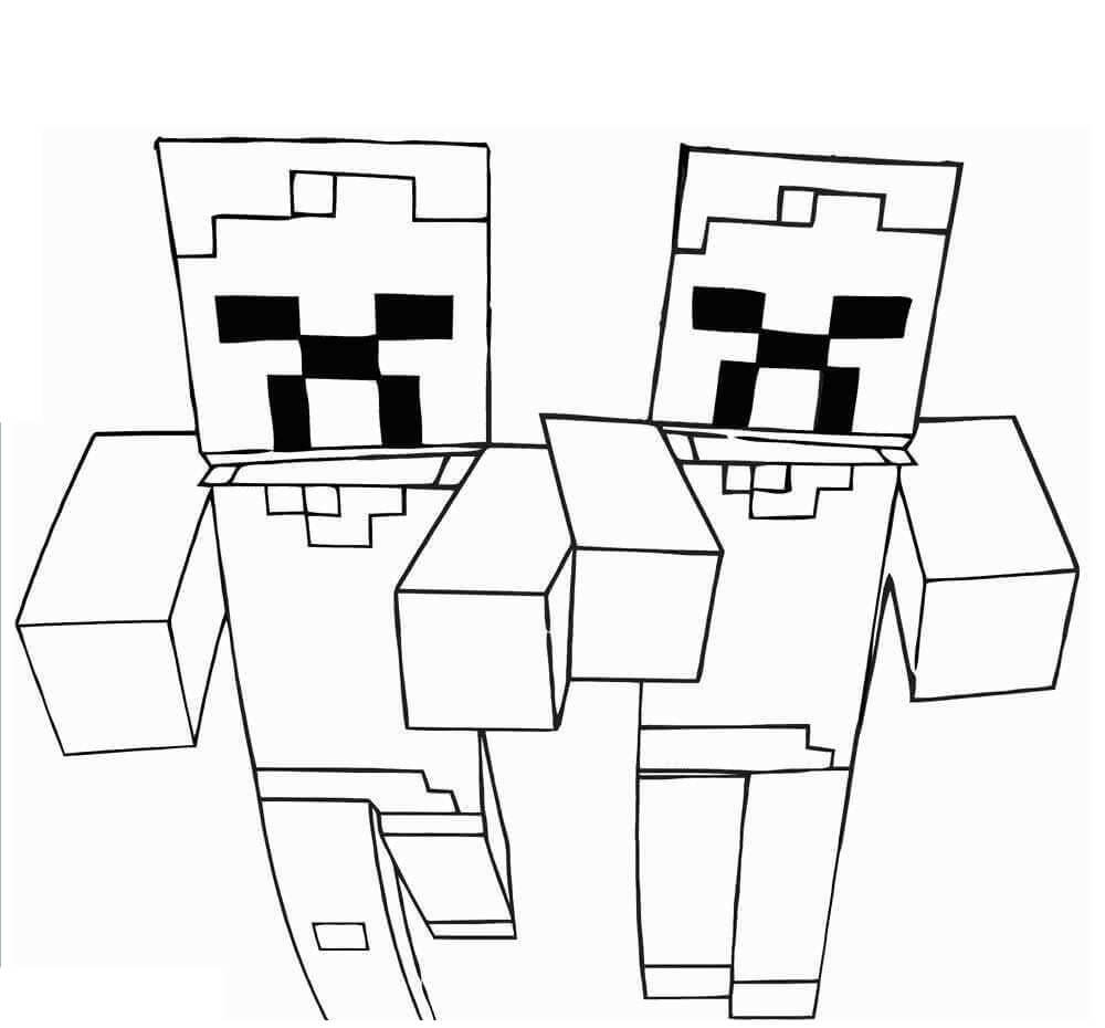 Two Minecraft Zombies