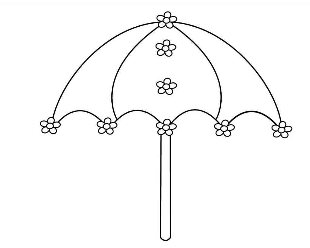 Umbrella with Flowers coloring page