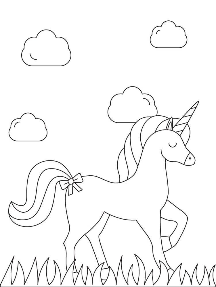 Unicorn Standing in Grass coloring page