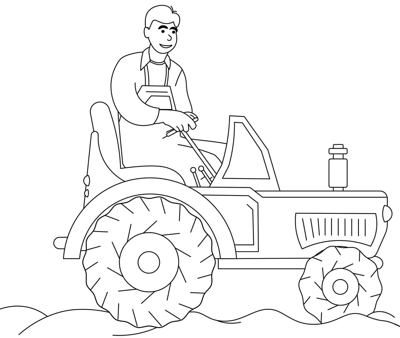 Basic Farmer Driving Tractor