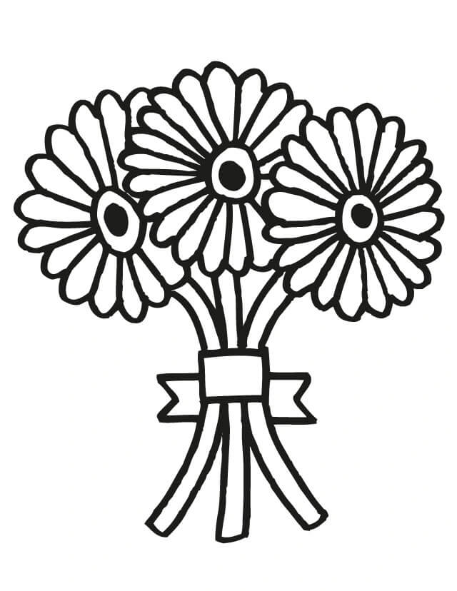 Bouquet Flower In Wedding Coloring Page