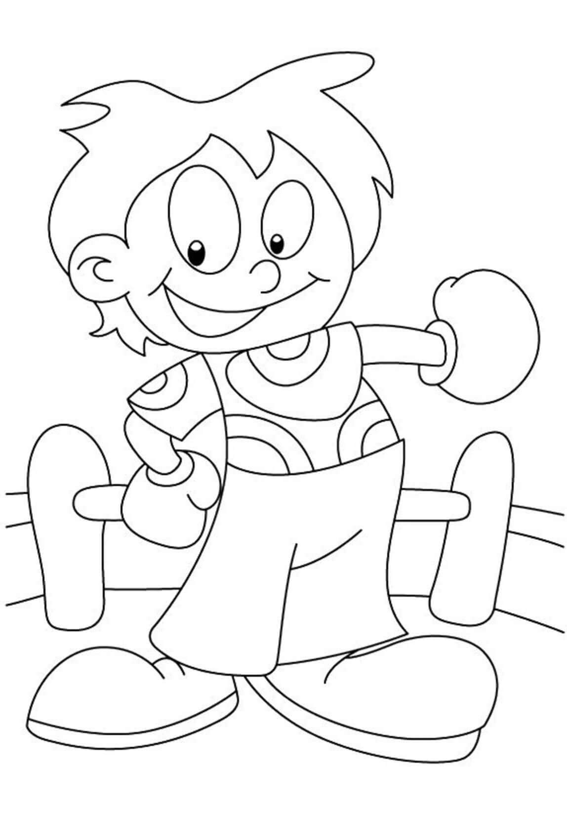 Cartoon Boy Boxing Player coloring page