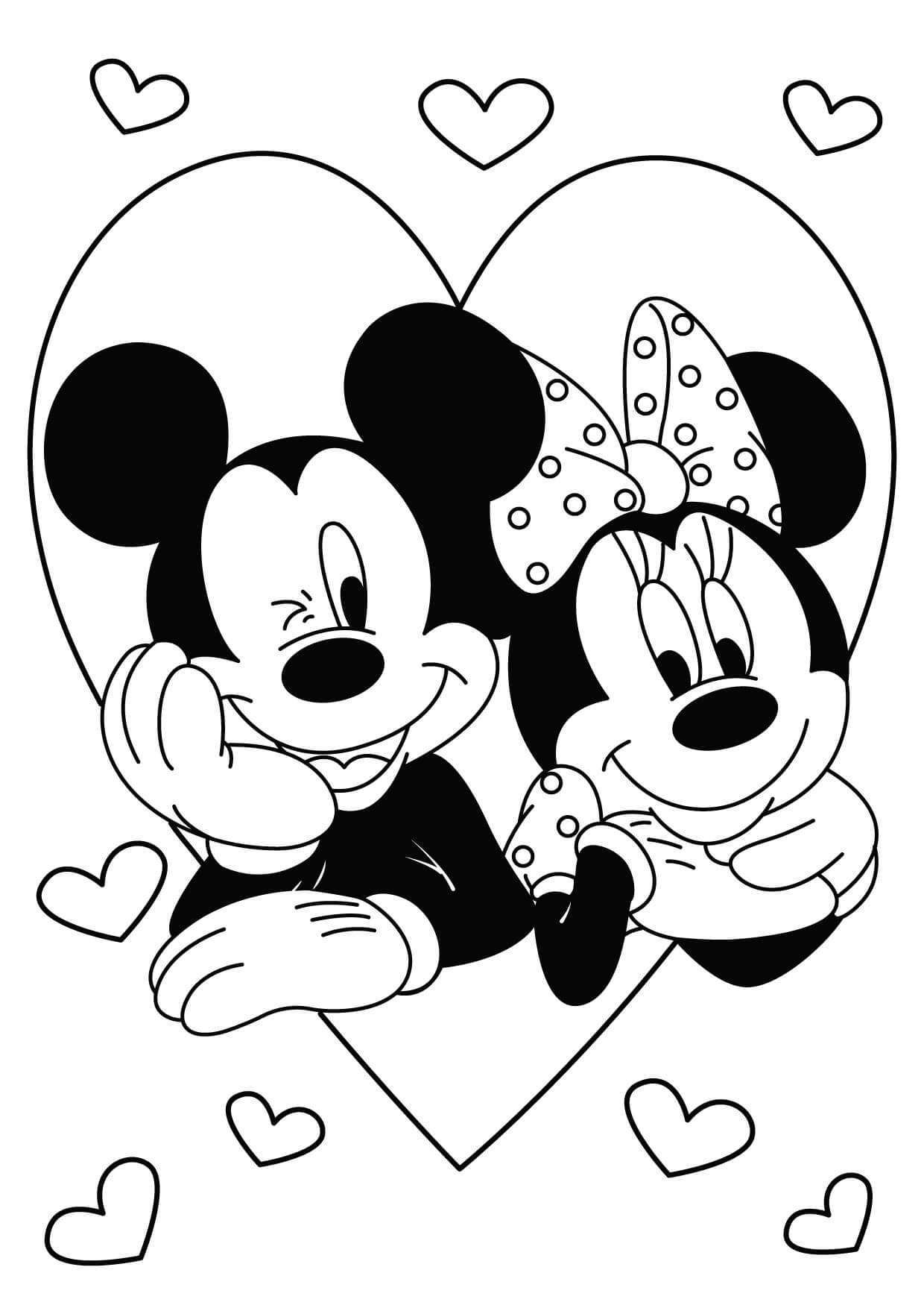 classic minnie and mickey mouse coloring pages