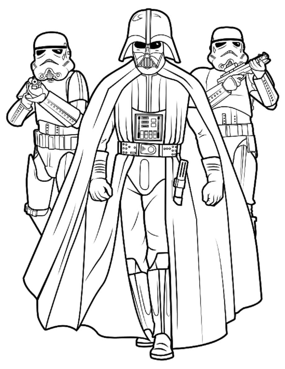 Darth Vader and two Boba Fett