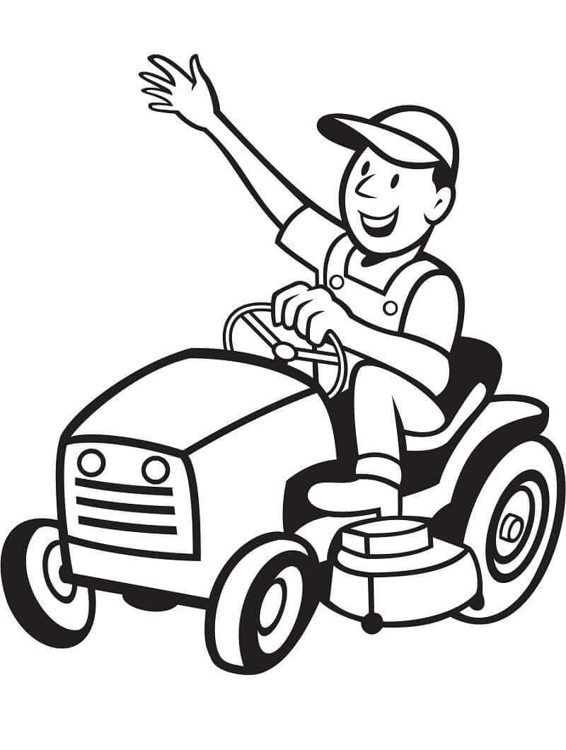 Fun Man Driving Small Tractor