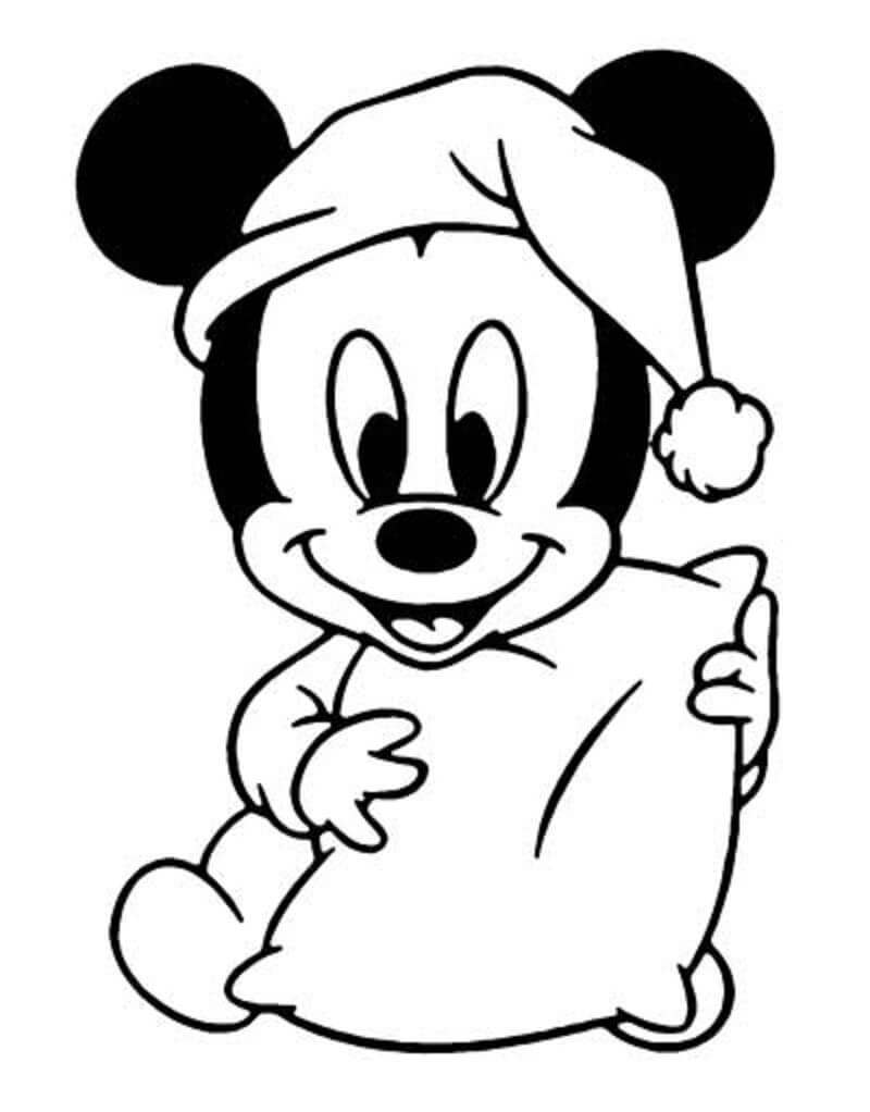 Funny Mickey Mouse Holding a Pillow