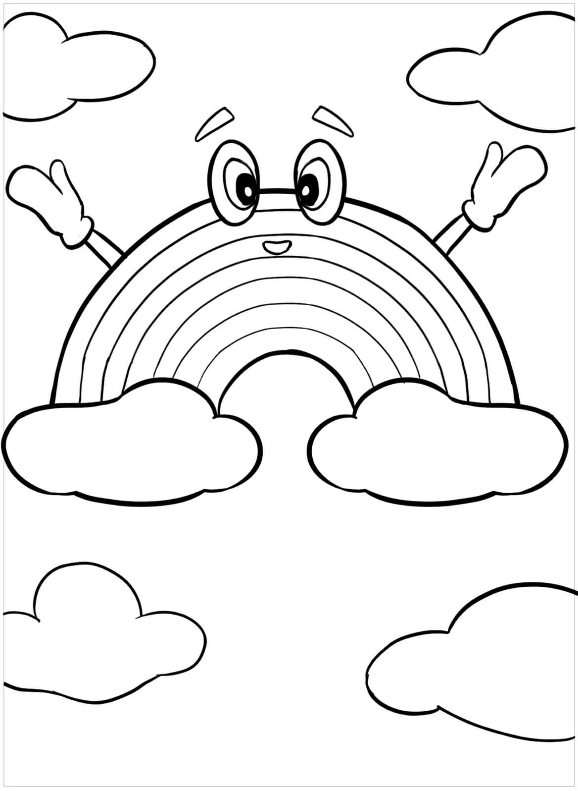 Kawaii Rainbow coloring page