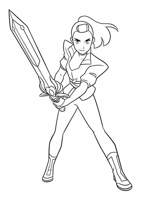 Loves Holding the Magic Sword coloring page