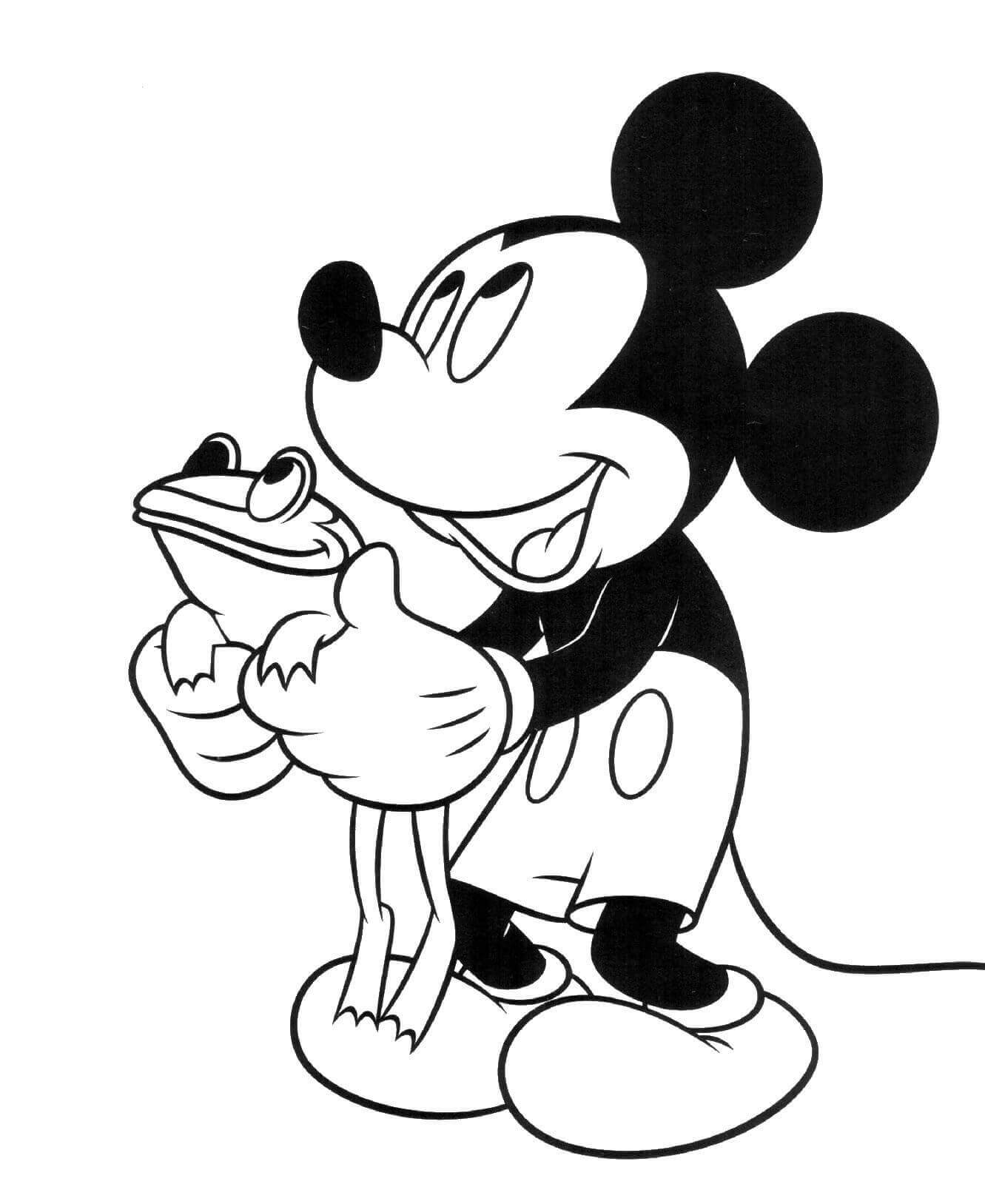 Mickey Mouse Holding Frog