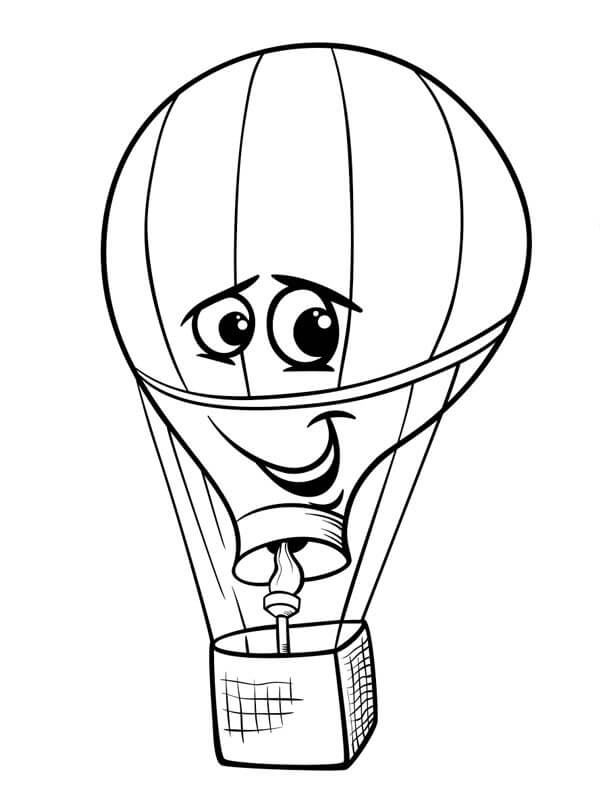 Smiling Hot Air Balloon coloring page