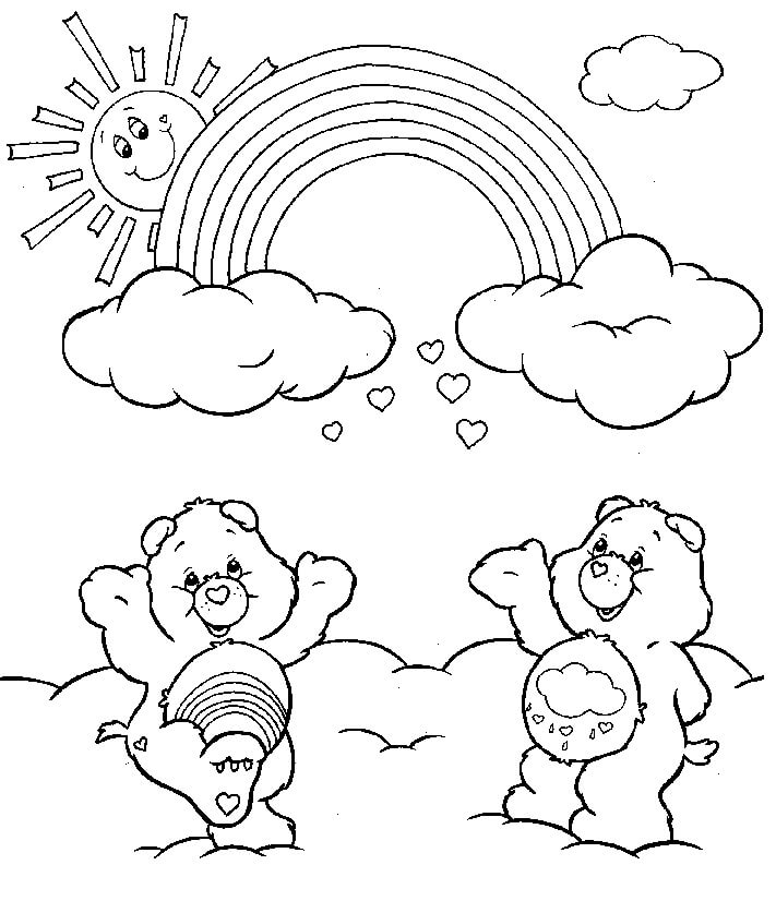 Two Bears and Rainbow coloring page