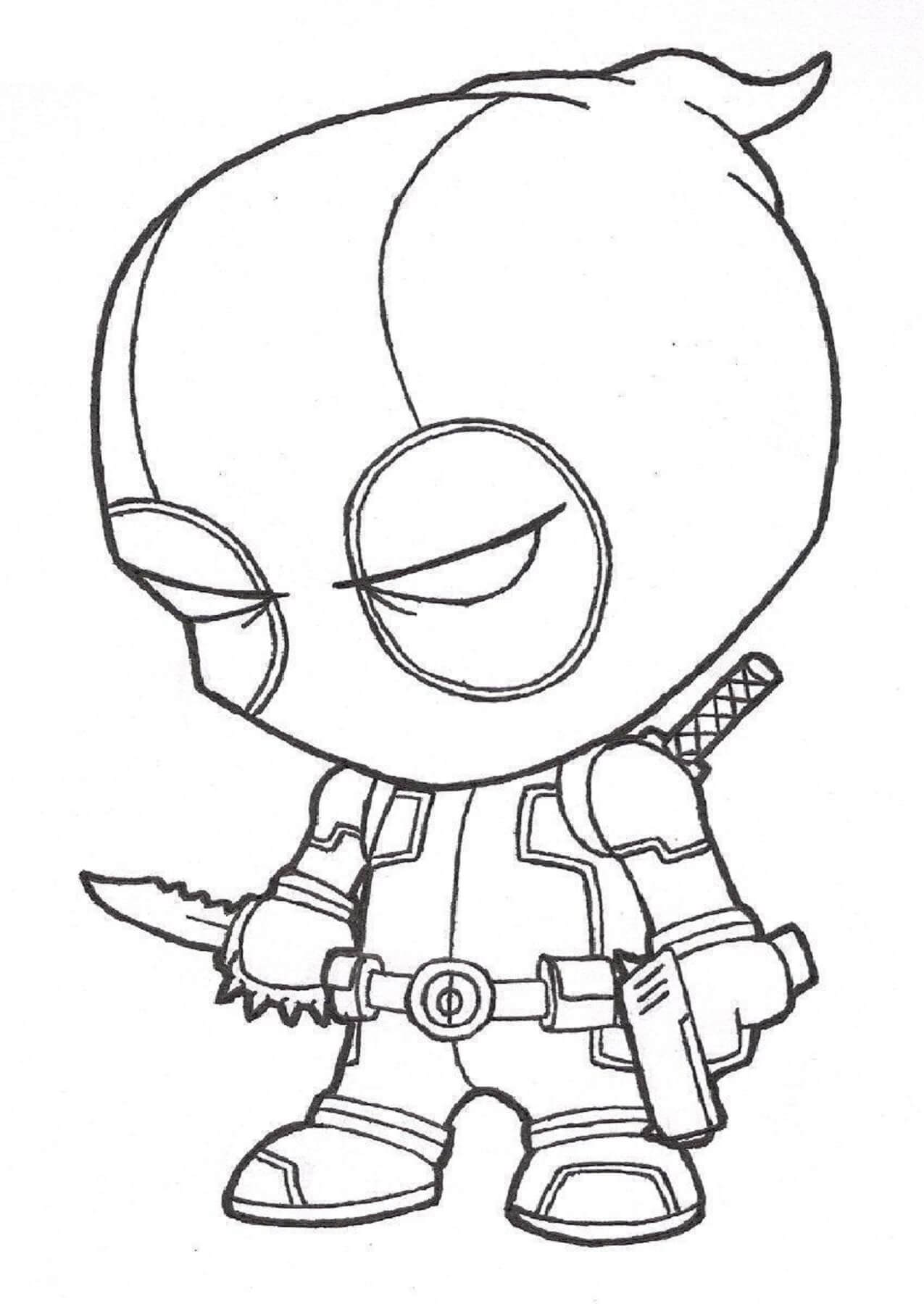 Chibi Deadpool Standing coloring page