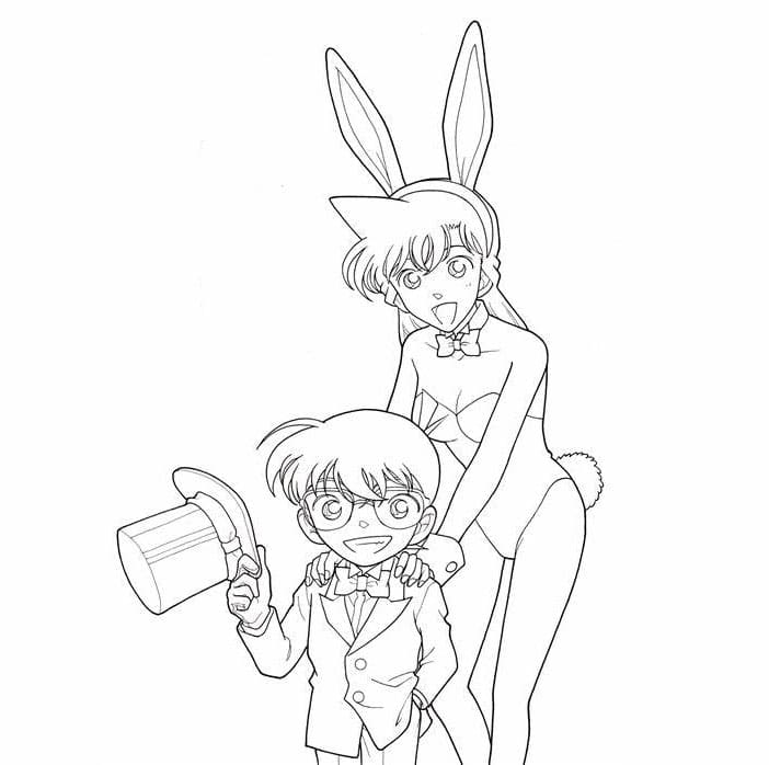 Conan and Rin coloring page