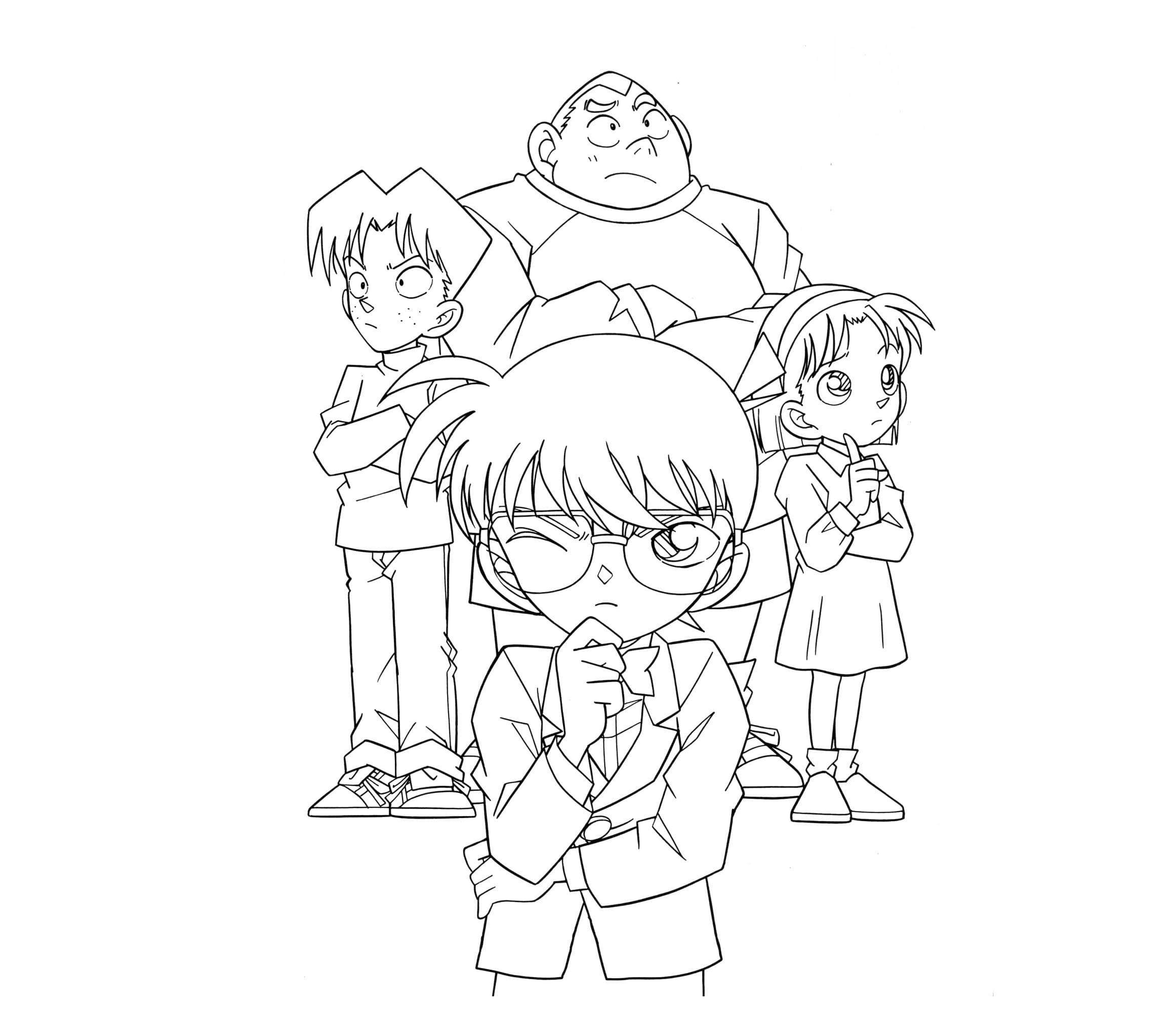 Conan with Friends coloring page