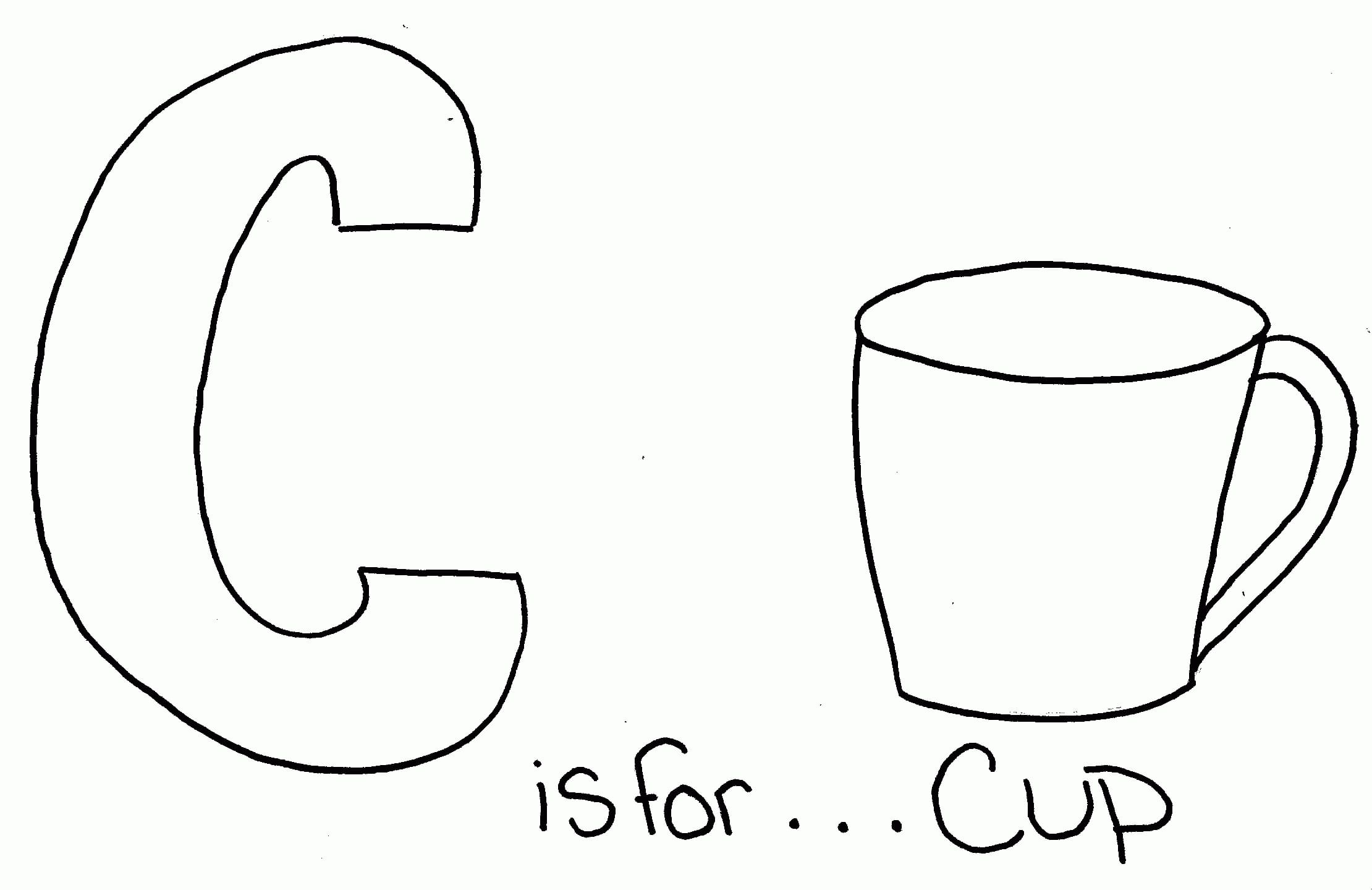 Letter C is for Cup coloring page