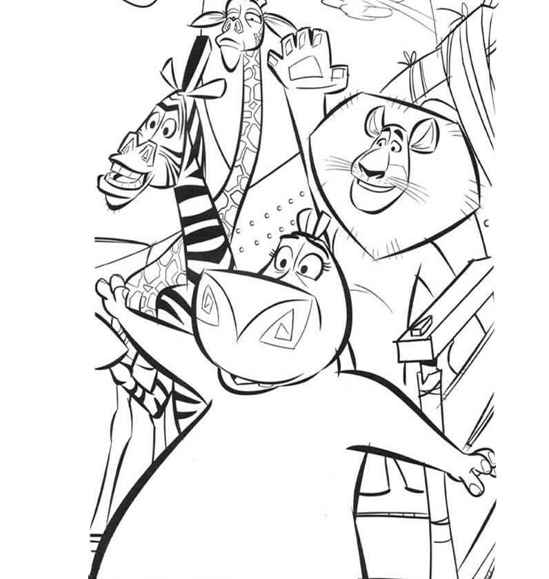 Madagascar Team coloring page