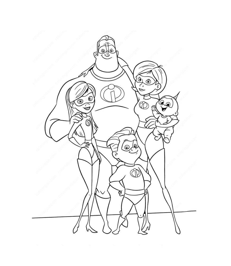 Print Incredible Family coloring page