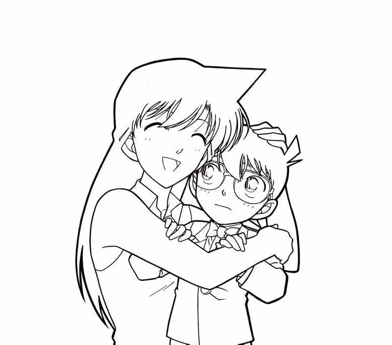 Rin with Conan coloring page