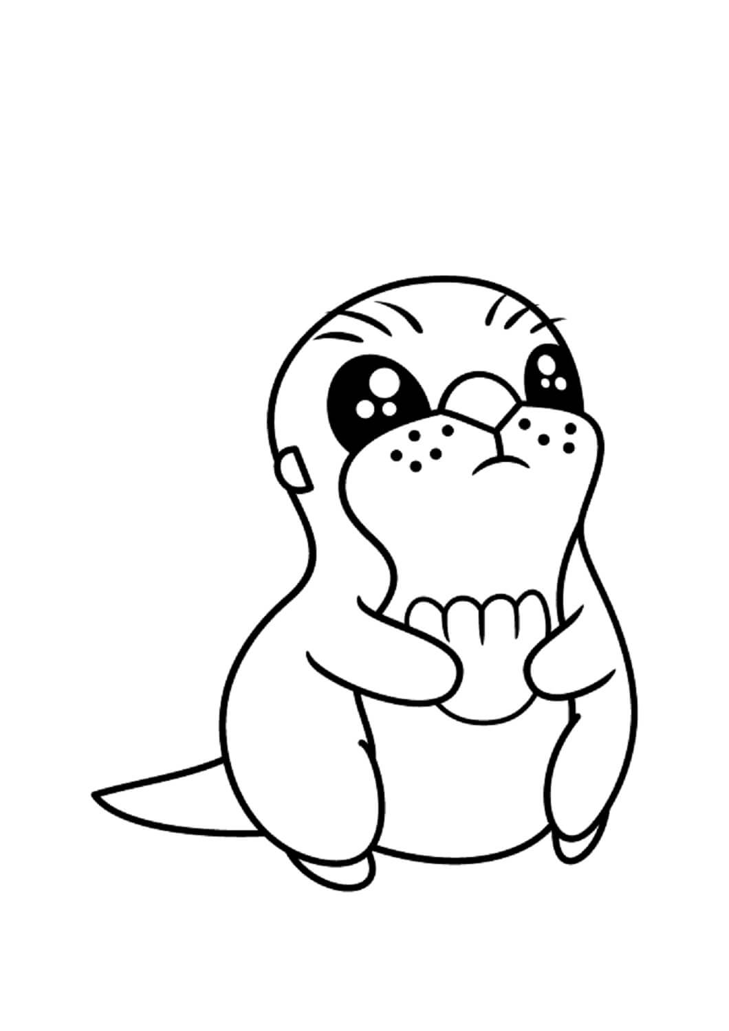 Cute Baby Otter Sitting coloring page - Download, Print or Color Online ...