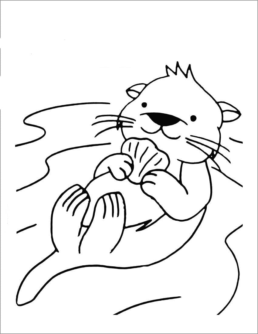 Cute Otter Lying Down coloring page