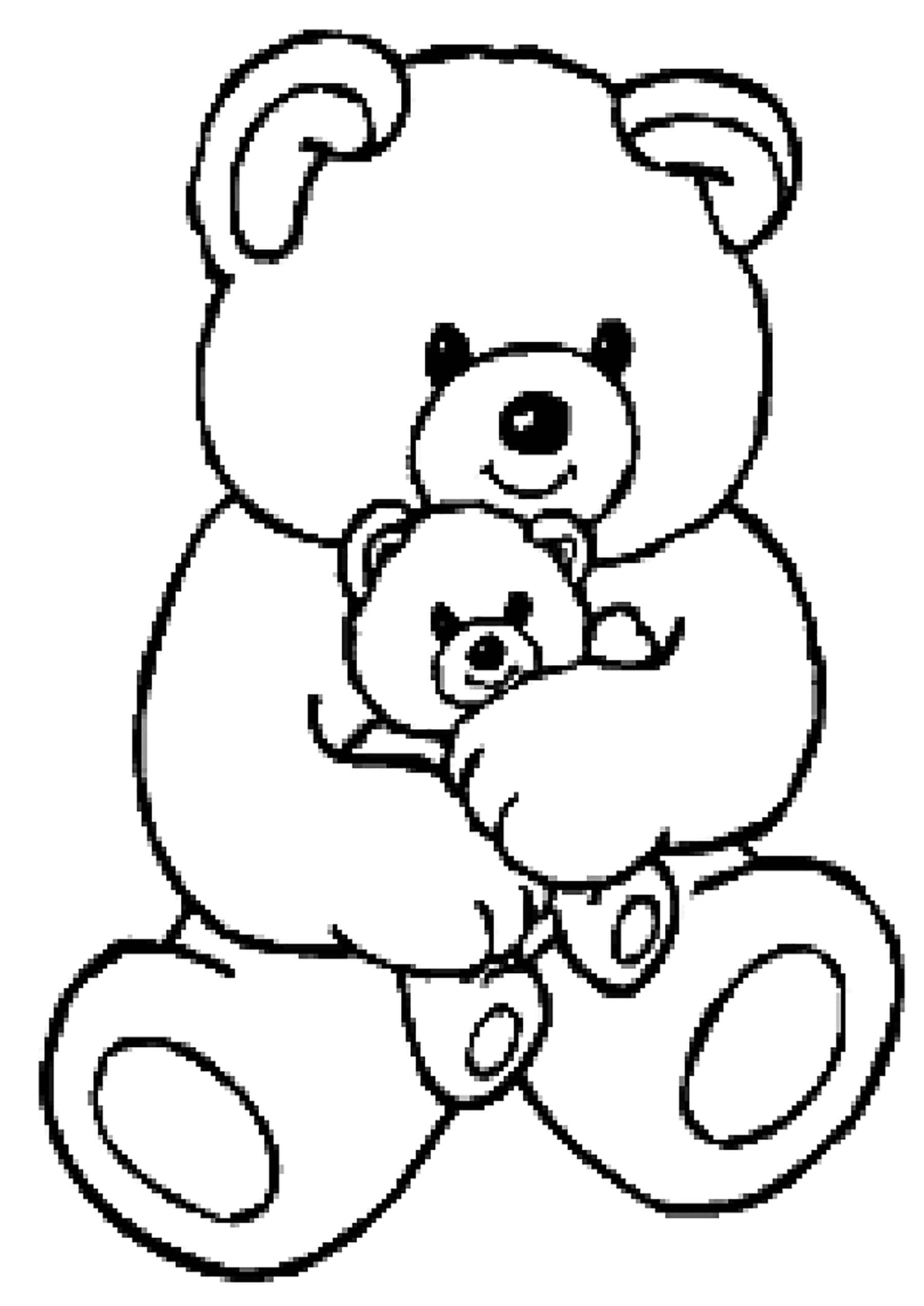 Drawing Mother And Baby Teddy Bear