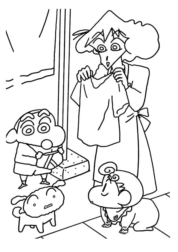 Shin With Family coloring page - Download, Print or Color Online