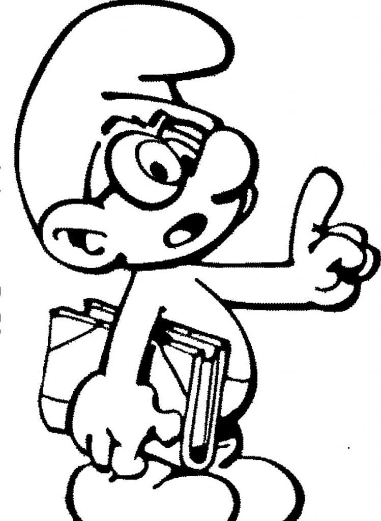 Brainy smurf coloring page