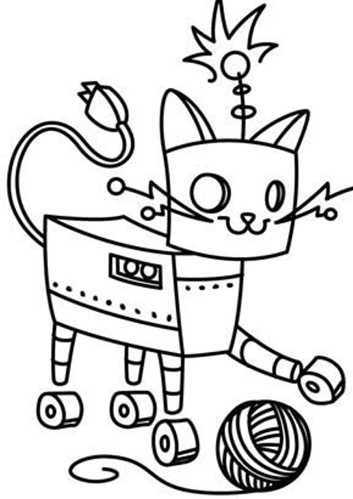 Cat Robot coloring page