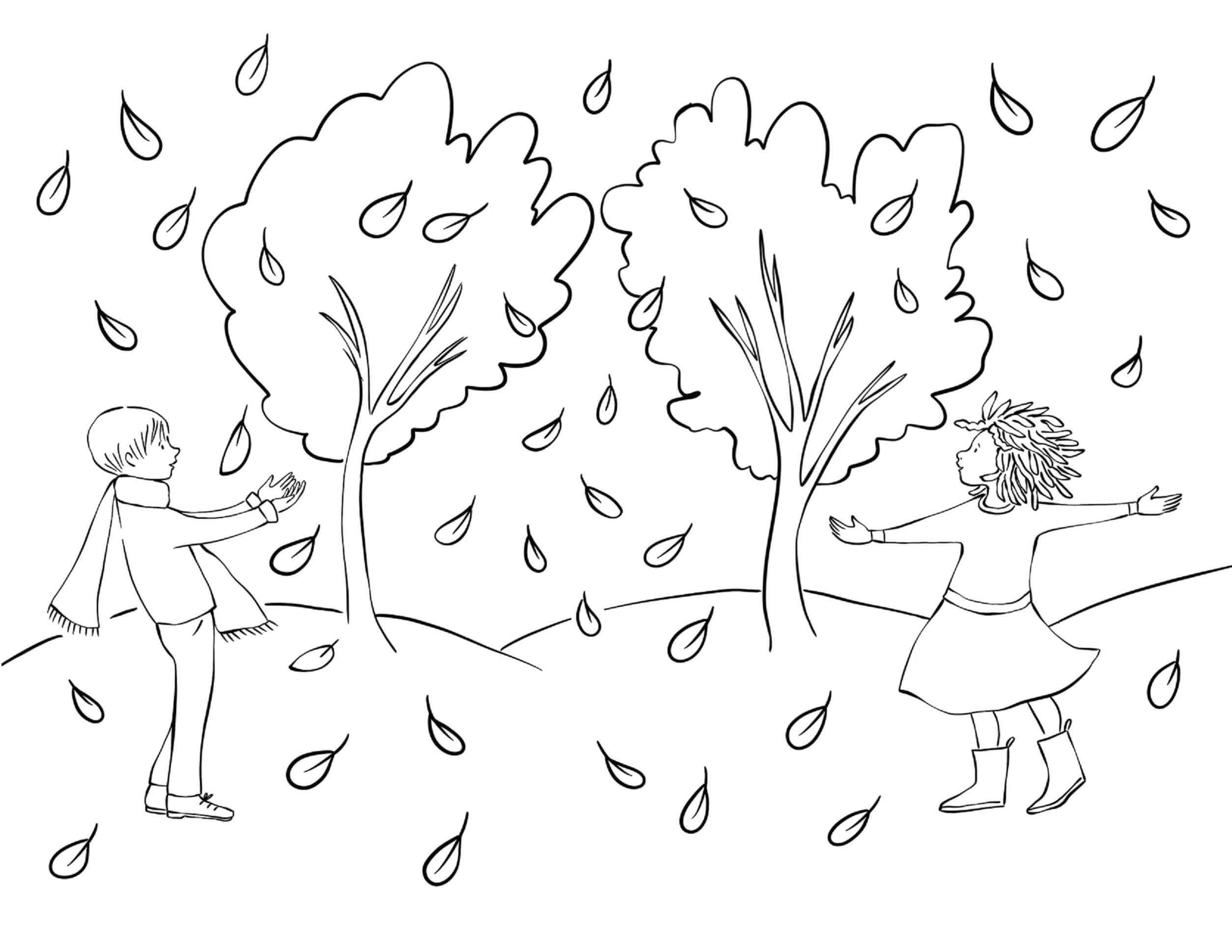 Couple in Autumn coloring page