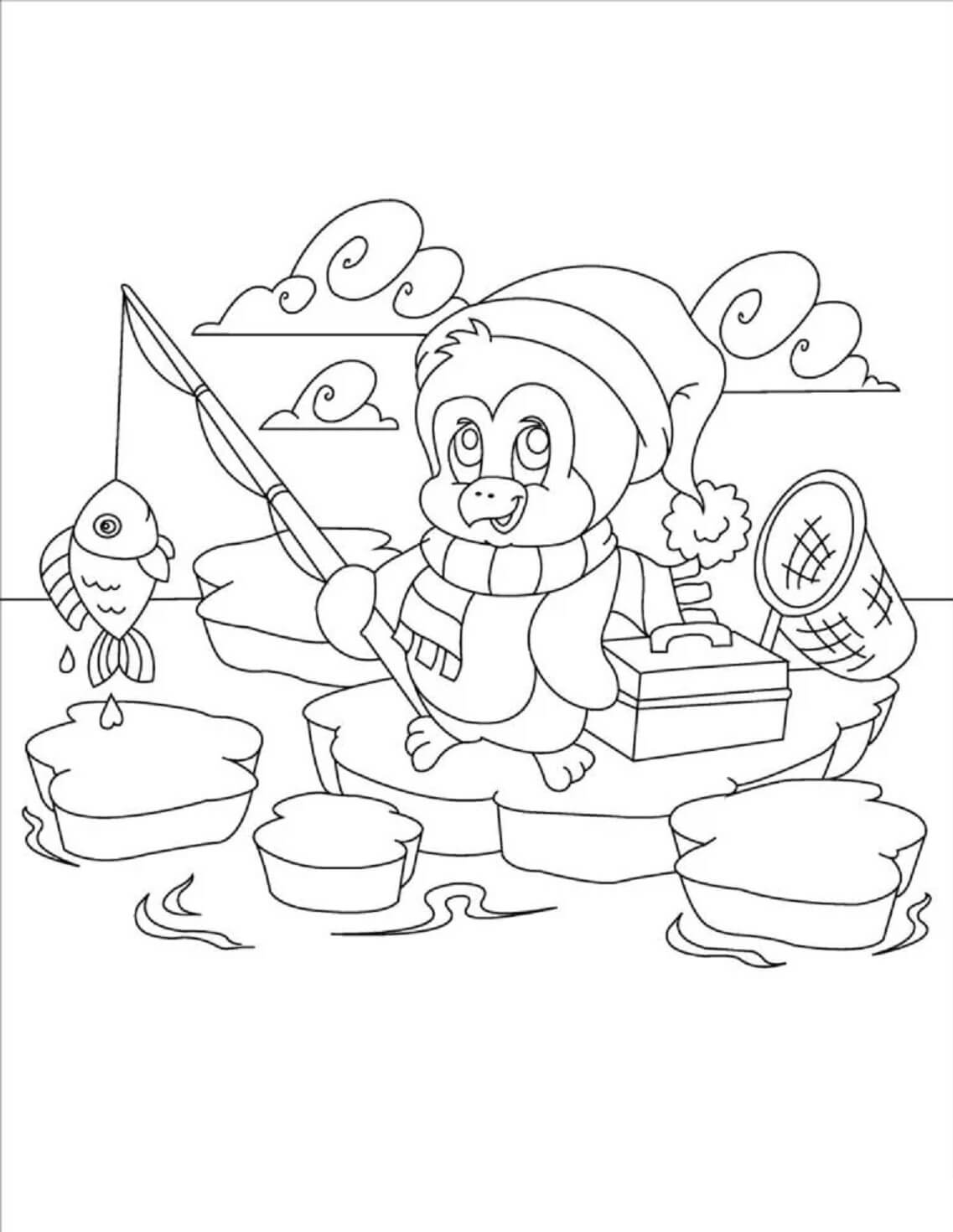 Fishing coloring book for kids to print and online