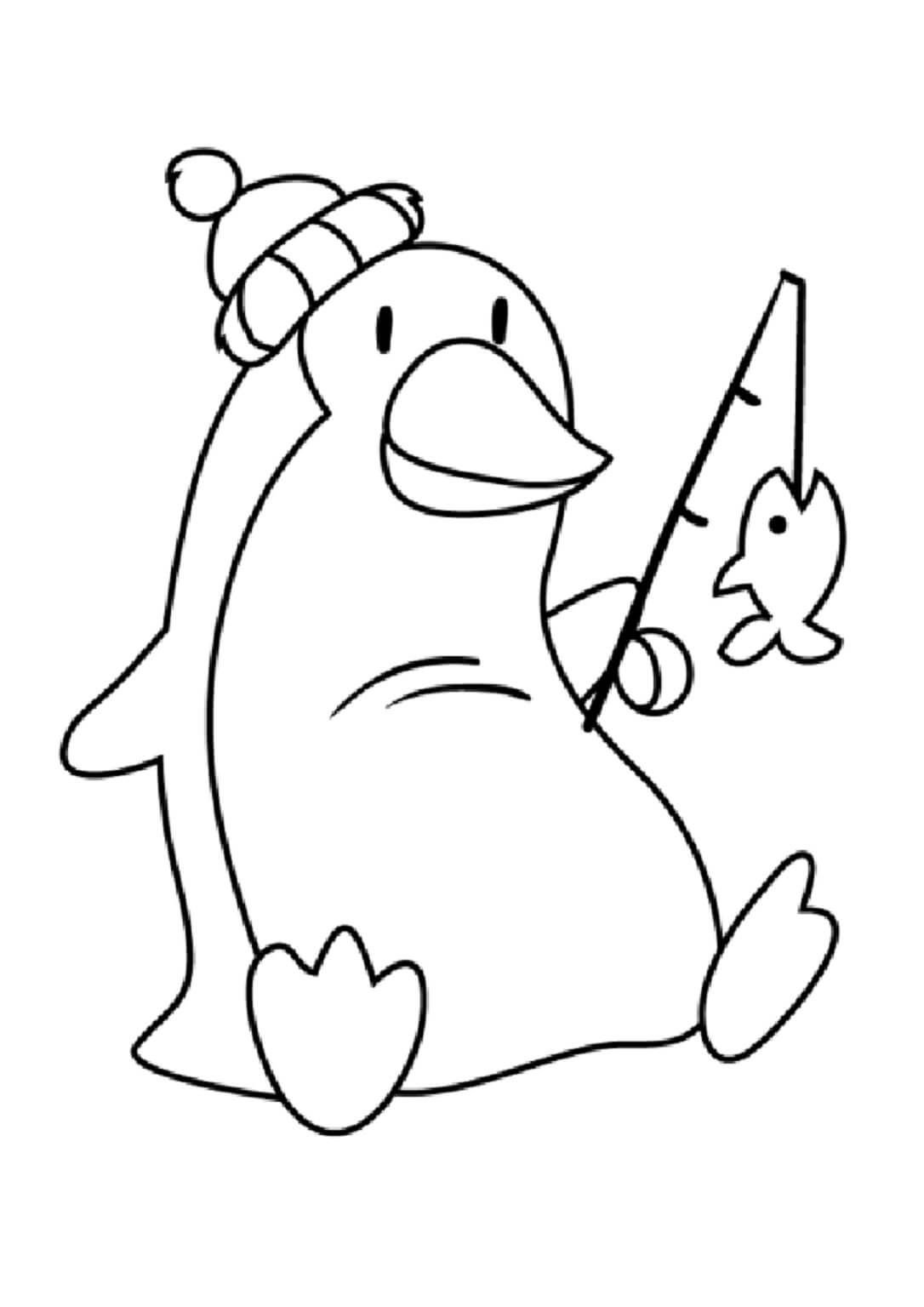 Penguins Sit Fishing coloring page