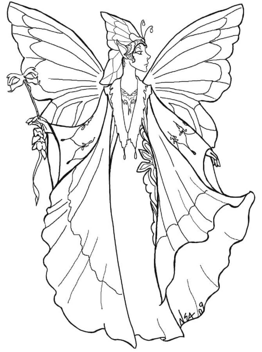 Simple Fairy coloring page - Download, Print or Color Online for Free