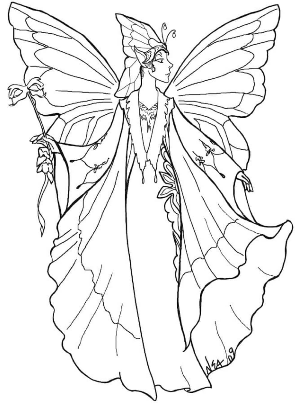 Simple Fairy coloring page