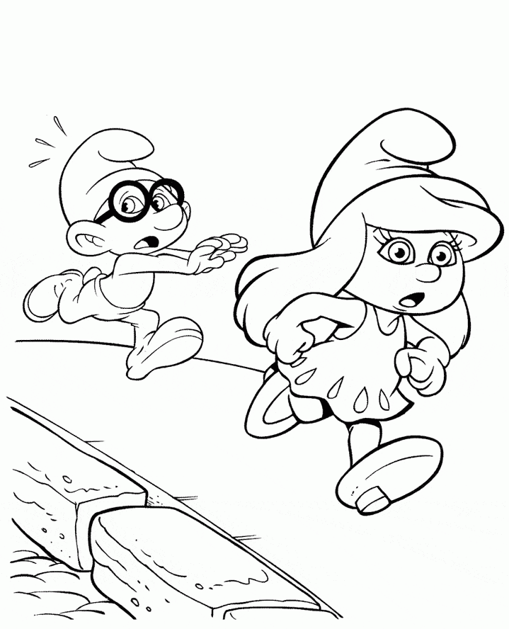 The Smurfs Running coloring page