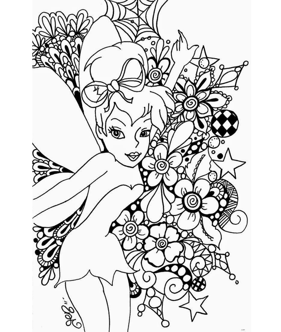 Fairy With Leaves And Flowers coloring page