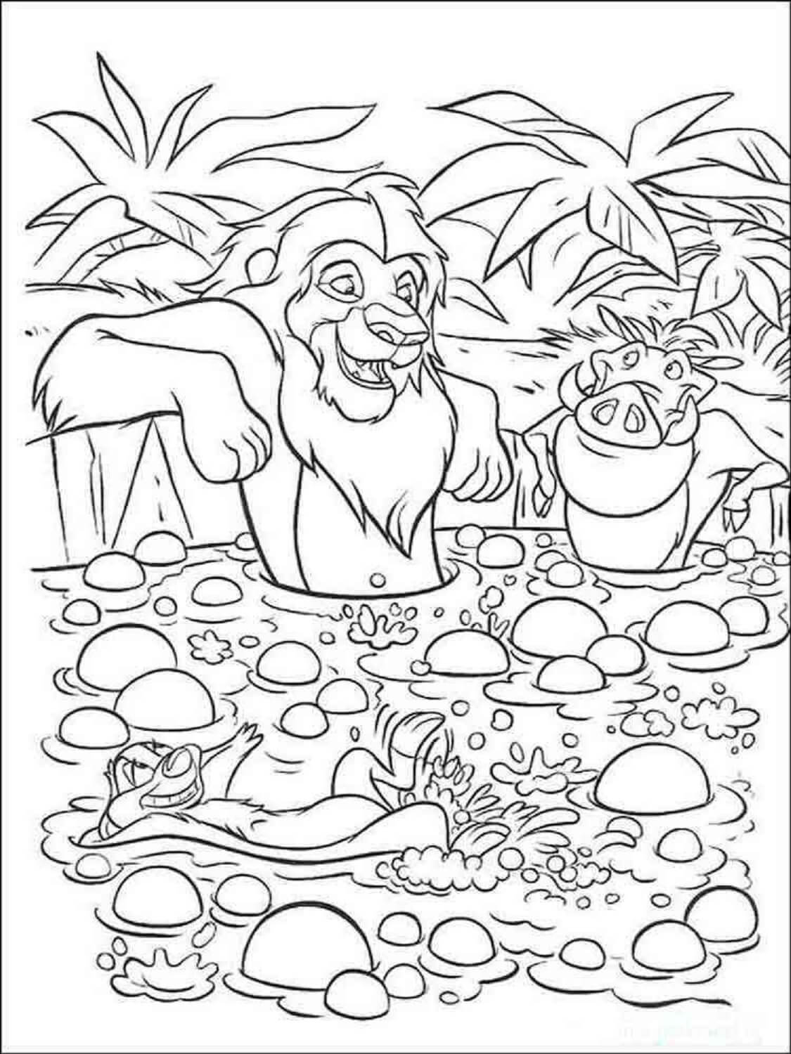 Simba And Pumbaa With Timon coloring page