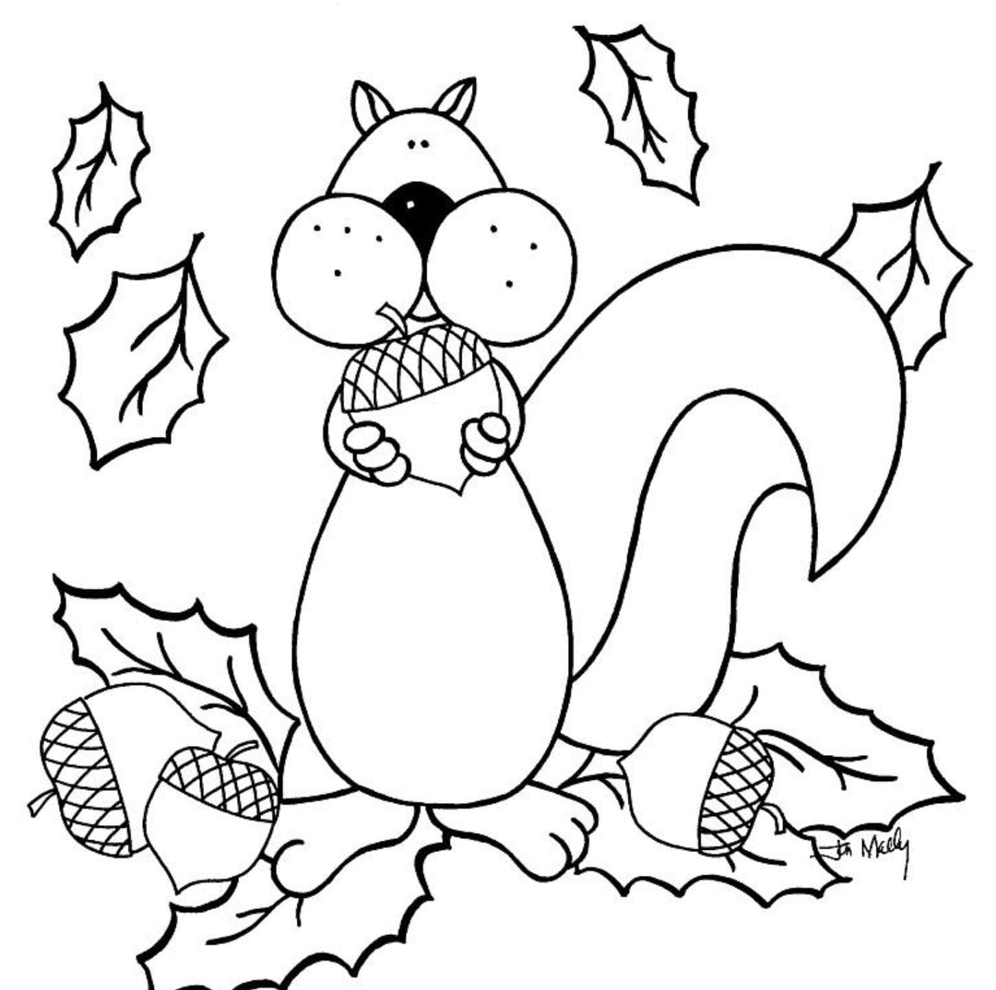 Squirrel Eating Acorn in Autumn