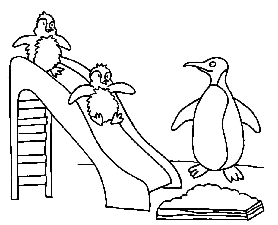 Three Penguins coloring page