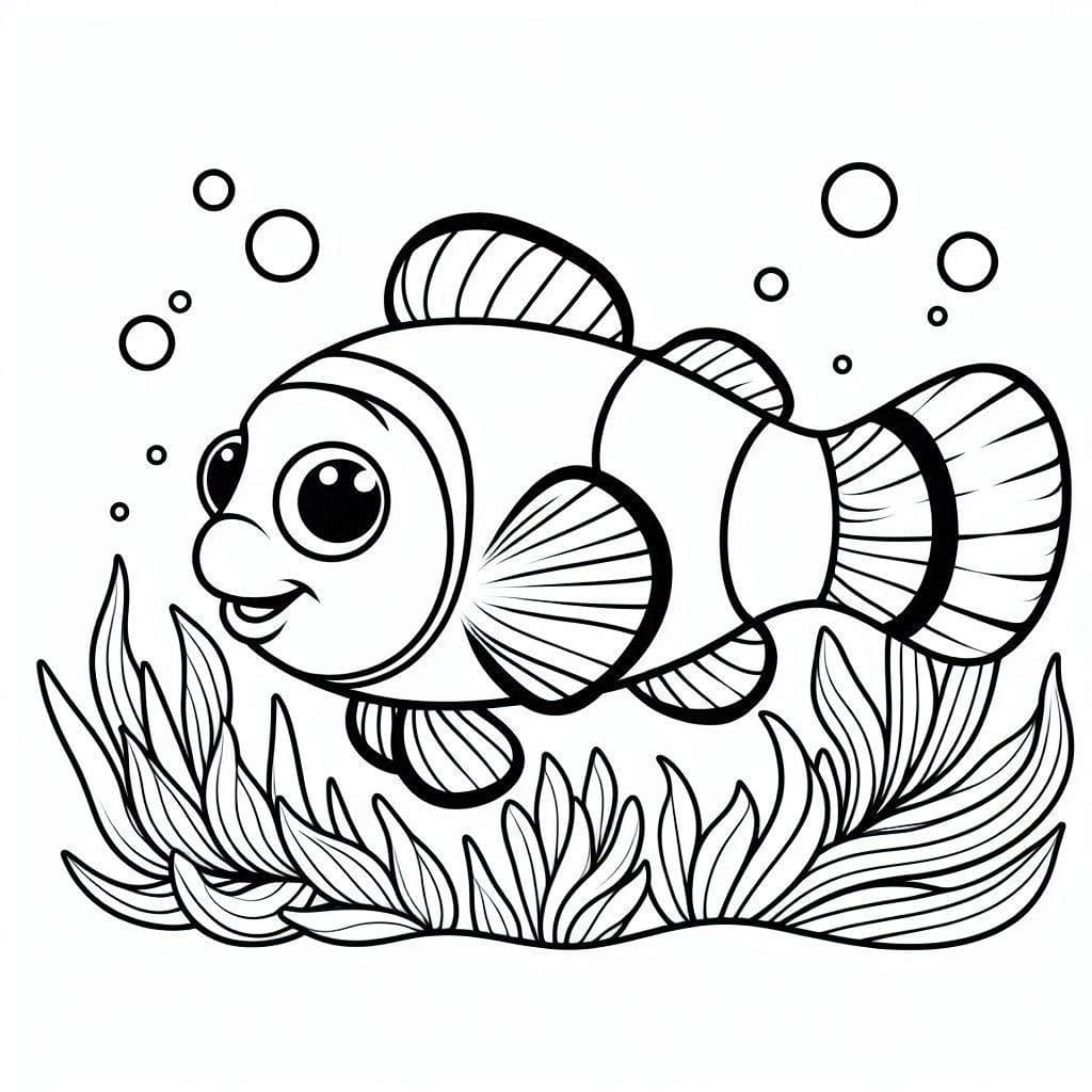 A Cute Clownfish coloring page