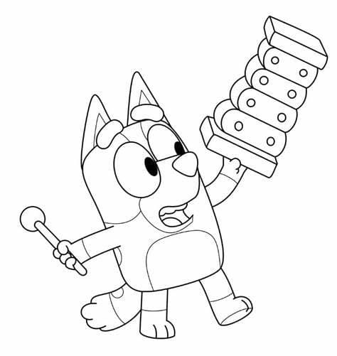 Bluey with Saxophone coloring page